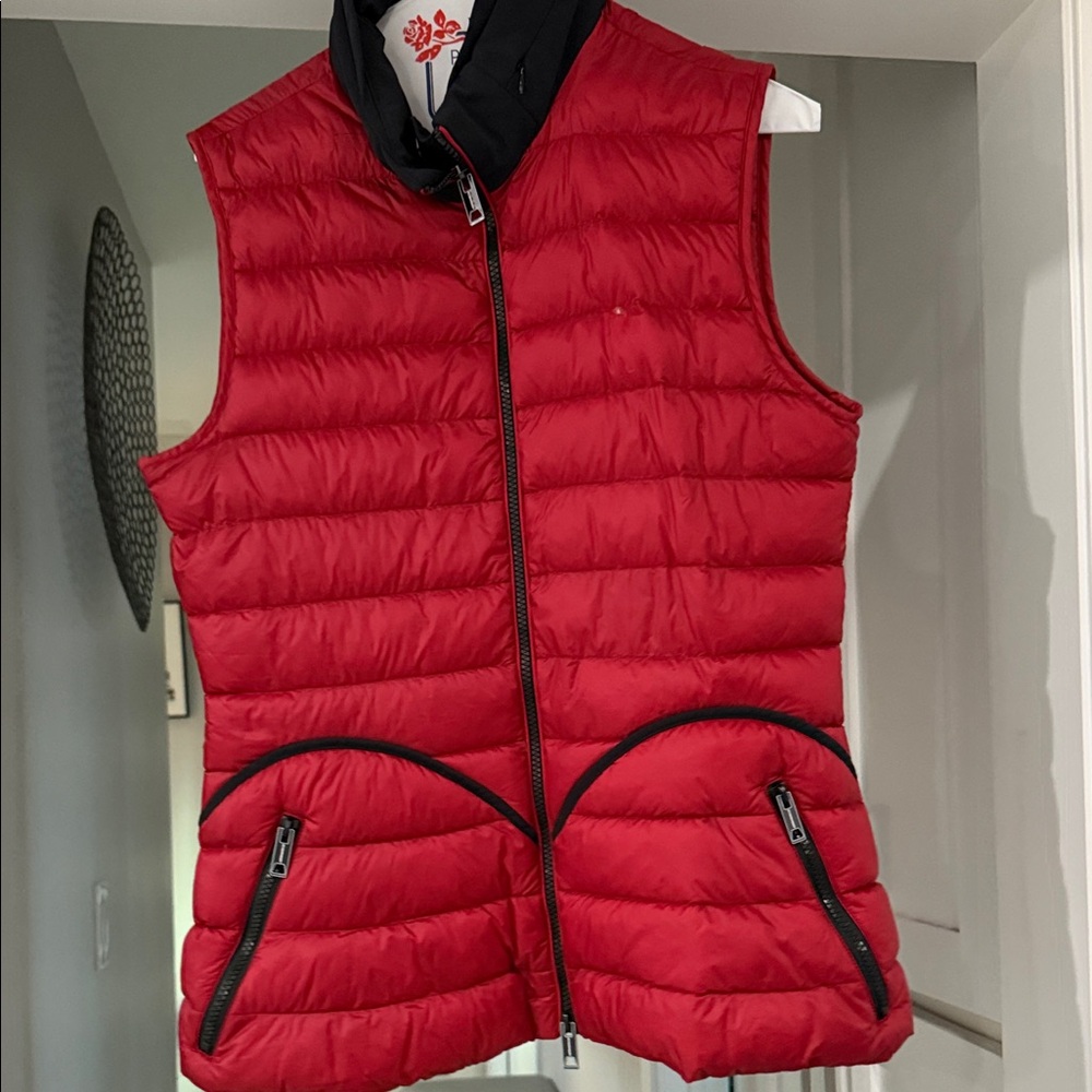 Burberry Red Quilted Vest with Black Accents